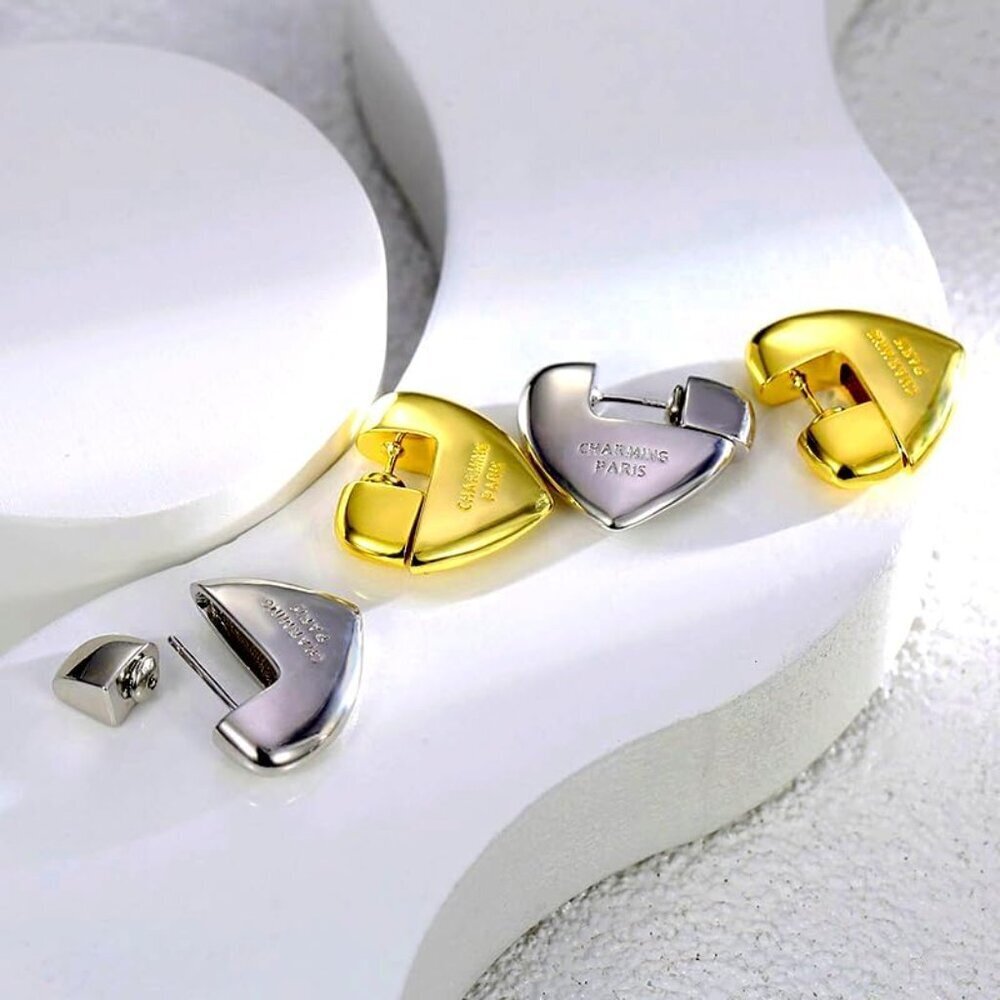Letter Heart Star Earrings Sterling Silver Gold Plated Women Jewelry - Picture 5 of 9